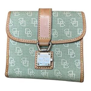 Vintage Dooney & Bourke Green and Tan Wallet